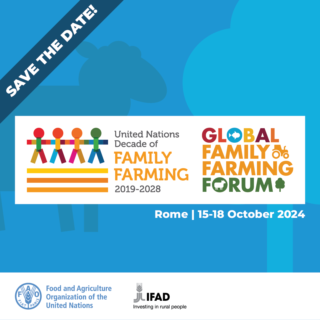 FAO Family Farming (@faoffkp) on Twitter photo ⏳Coming soon
Global Family Farming Forum co-led by <a href="/FAO/">Food and Agriculture Organization</a> & <a href="/IFAD/">International Fund for Agricultural Development</a>
Halfway through the UN Decade of Family Farming (2019-2028)
🗓️ October 15 to 18
📌More info: tinyurl.com/24mkt3fu
#FamilyFarming ⏳Coming soon
Global Family Farming Forum co-led by <a href="/FAO/">Food and Agriculture Organization</a> & <a href="/IFAD/">International Fund for Agricultural Development</a>
Halfway through the UN Decade of Family Farming (2019-2028)
🗓️ October 15 to 18
📌More info: tinyurl.com/24mkt3fu
#FamilyFarming