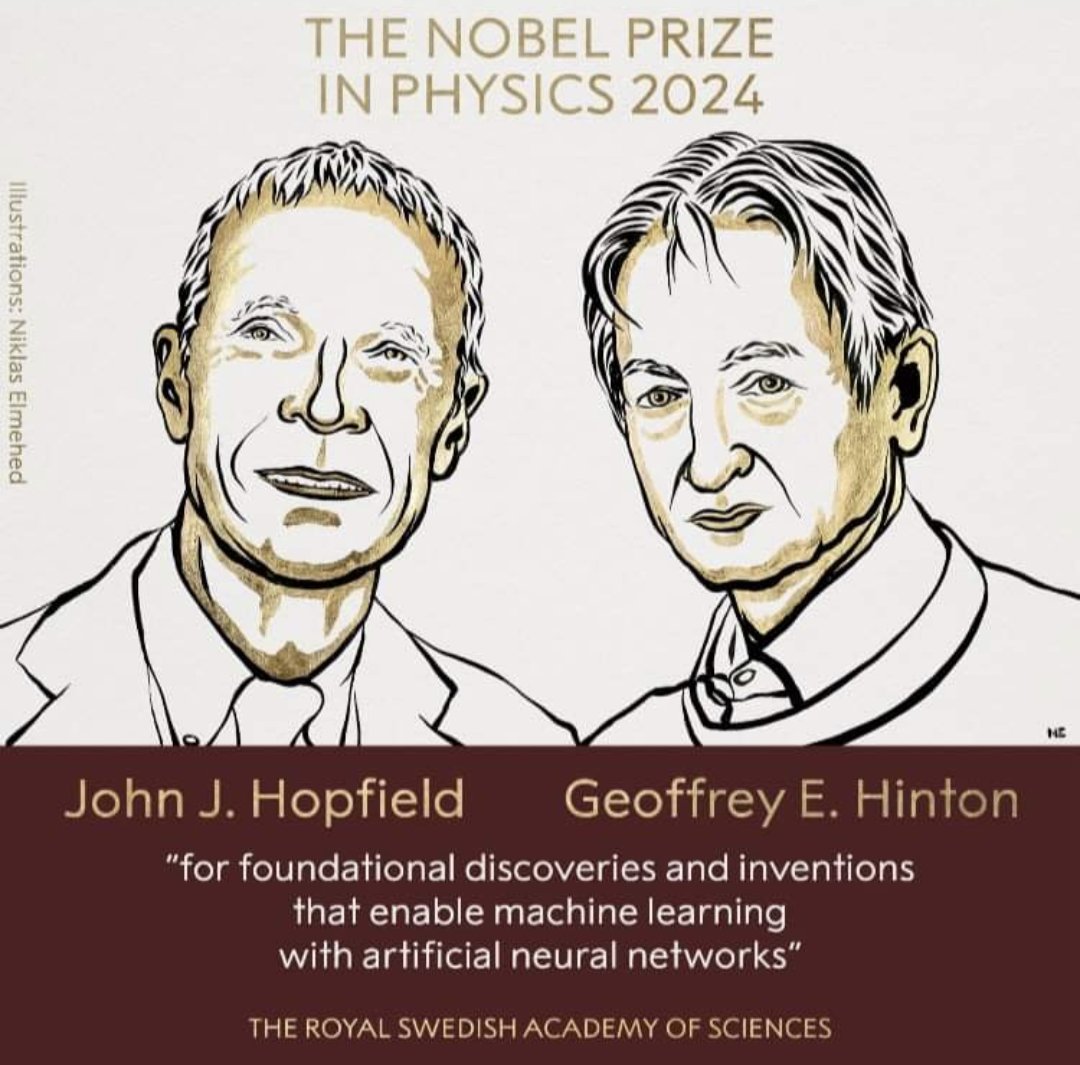 Osmar Zaiane (@ozaiane) on Twitter photo After sharing the Turing Award in 2018 with <a href="/ylecun/">Yann LeCun</a> and <a href="/Yoshua_Bengio/">Yoshua Bengio</a> , <a href="/geoffreyhinton/">Geoffrey Hinton</a> is sharing the #NobelPrize in Physics this year with John Hopfield. Perseverance in #NeuralNetworks and #DeepLearning research has paid off and has been recognised After sharing the Turing Award in 2018 with <a href="/ylecun/">Yann LeCun</a> and <a href="/Yoshua_Bengio/">Yoshua Bengio</a> , <a href="/geoffreyhinton/">Geoffrey Hinton</a> is sharing the #NobelPrize in Physics this year with John Hopfield. Perseverance in #NeuralNetworks and #DeepLearning research has paid off and has been recognised