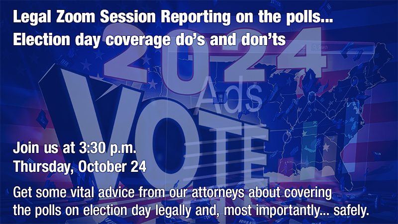 MichiganPress's tweet image. Members Only!!!!!
Join us at 3:30 p.m. Thursday, October 24
Covering the polls is fraught with hazards in today’s world, and MPA wants to help ensure that our reporters and editors are armed with the most up-to-date information on the laws regarding polls and elections to prepare