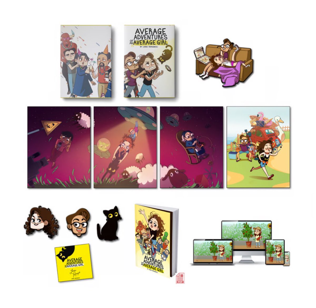 So much 😍😍😍! Look at all of the amazing backer rewards available in the Kickstarter for Laura Romagnoli’s (<a href="/lallirrr/">average_girl_webcomic</a>) Average Adventures of an Average Girl Volume 1 on Kickstarter! Preorder while you still have time!

kickstarter.com/projects/rocke…

#Kickstarter