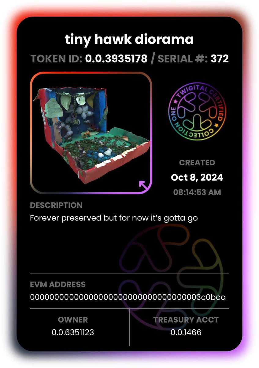 Twigital enables users to create 3D models (digital twins) of objects. The resulting file(s) are then tokenized creating  a new methodology and major leap forward in the field of object documentation generally. 

Twigital creates &gt; 

Digitally persistent, spatial compute