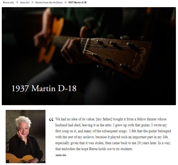 Stories from the #Archives: Learn about Janis Ian's 1937 Martin D-18 guitar in this posting from <a href="/bereacollege/">Berea College</a> #breakingsilence
berea.edu/janisian/stori…