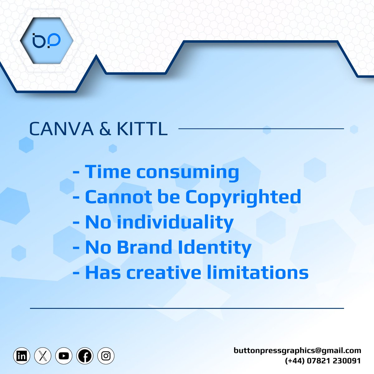 ButtonPressG's tweet photo. CANVA &amp; KITTL vs DESIGNERS
My profession stands me firmly on the side of designers.
The big question is...what do you think?
#GraqhicDesign #Canva #Kittl #Creative #Professional #Designs https://t.co/Th6UCJ3Ej3