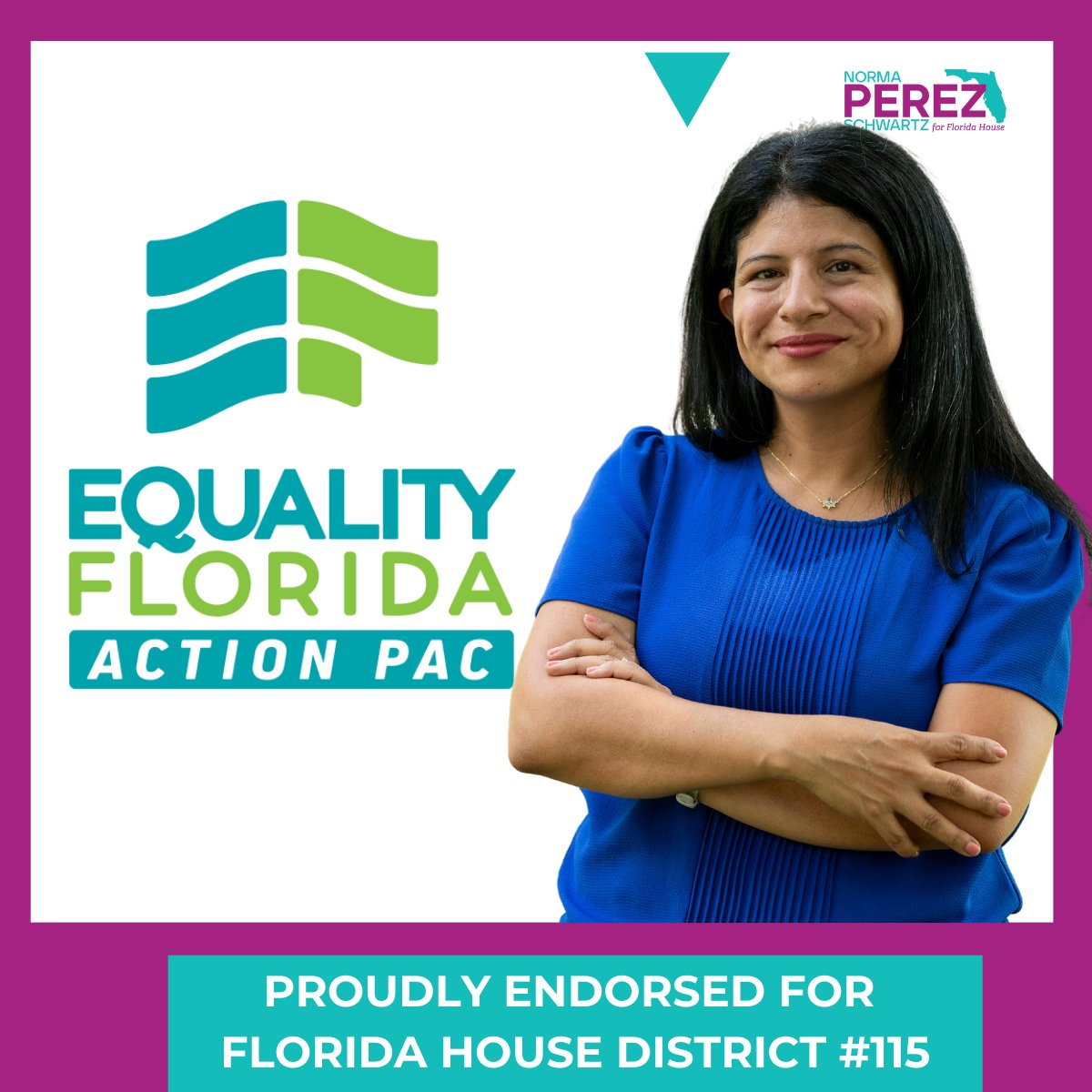 Equality FL believes in protecting the dignity and rights of all, regardless of sexual orientation, gender identity, or expression. I am honored to be endorsed by this organization. I will represent ALL Florida HD 115 families so everyone can live authentically and safely!