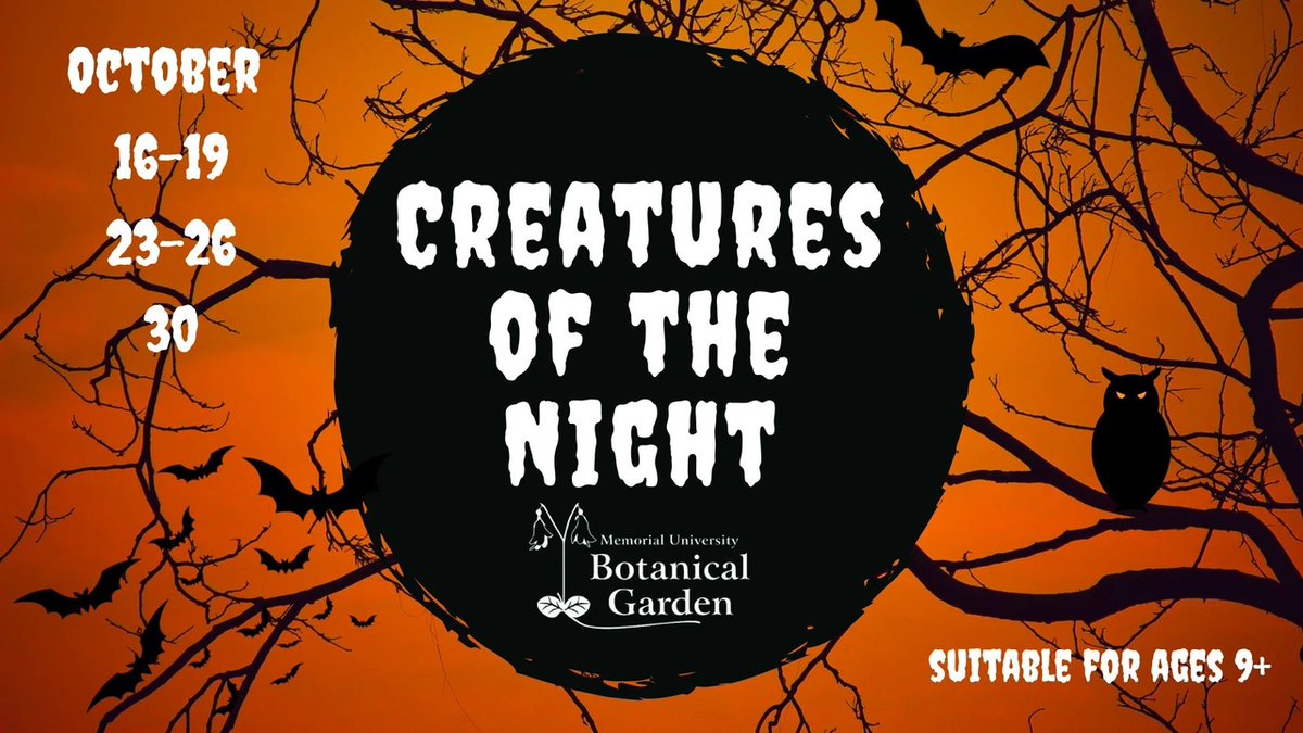 Memorial University Botanical Garden (@munbotgarden) on Twitter photo Are you ready for a spooky fun walk through our forest trails at night? Join us for Creatures of the Night in October! We have sessions for youth groups as well as the general public. For more information, please see our website: heyor.ca/6HVQ5I Are you ready for a spooky fun walk through our forest trails at night? Join us for Creatures of the Night in October! We have sessions for youth groups as well as the general public. For more information, please see our website: heyor.ca/6HVQ5I