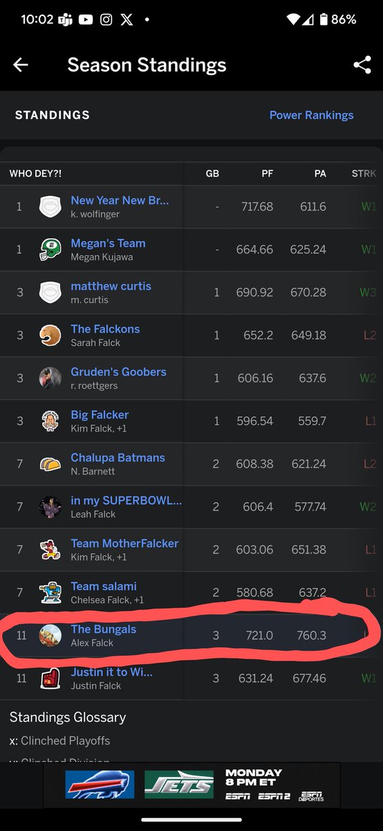 Stigst_ttv's tweet photo. Any fantasy experts know how to overcome this? Drafted the best team through 5 weeks and I'm 1-4 🤔 80 more Points Against than the next closest team... #FantasyFootball https://t.co/RxwCwnsns4