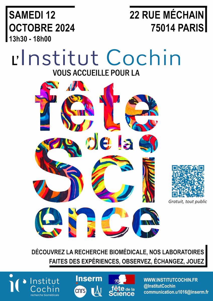 Institut Cochin (@institutcochin) on Twitter photo #FDS2024 <a href="/InstitutCochin/">Institut Cochin</a> avec 20 animations variées pour tous les âges samedi 12 oct. 13h30-18h00. Découvrez la recherche biomédicale via des observations, des expériences dans nos laboratoires, quiz, escape-games, ... Programme détaillé : institutcochin.fr/lanimation/sci… #FDS2024 <a href="/InstitutCochin/">Institut Cochin</a> avec 20 animations variées pour tous les âges samedi 12 oct. 13h30-18h00. Découvrez la recherche biomédicale via des observations, des expériences dans nos laboratoires, quiz, escape-games, ... Programme détaillé : institutcochin.fr/lanimation/sci…