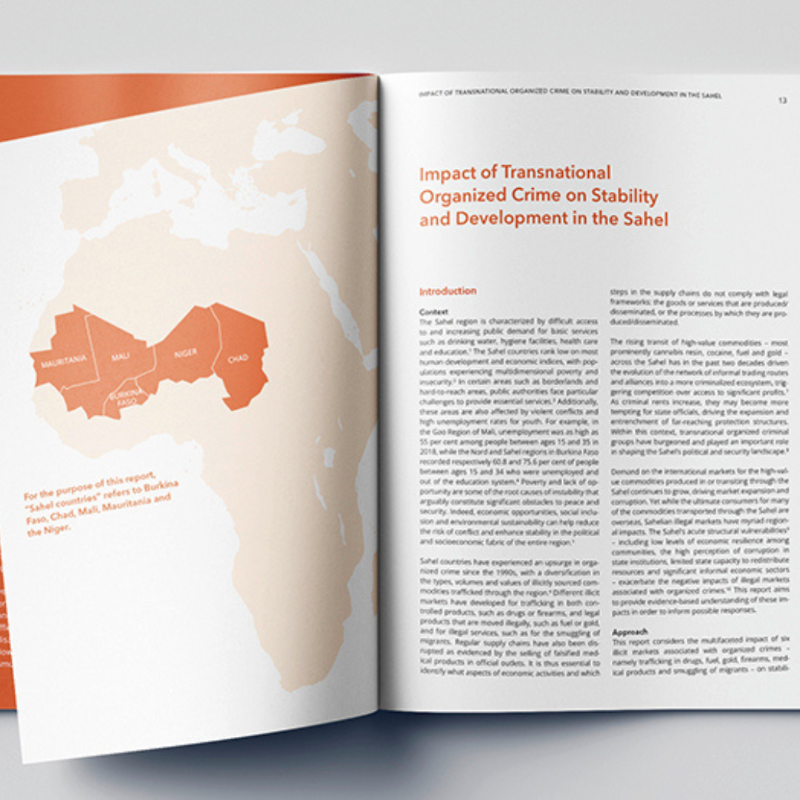 UNODC's tweet photo. Transnational organized crime in the Sahel is undermining:

⦾ Peace &amp; security

⦾ Human rights

⦾ Governance &amp; rule of law

⦾ Sustainable development

Learn more in this UNODC report⬇️