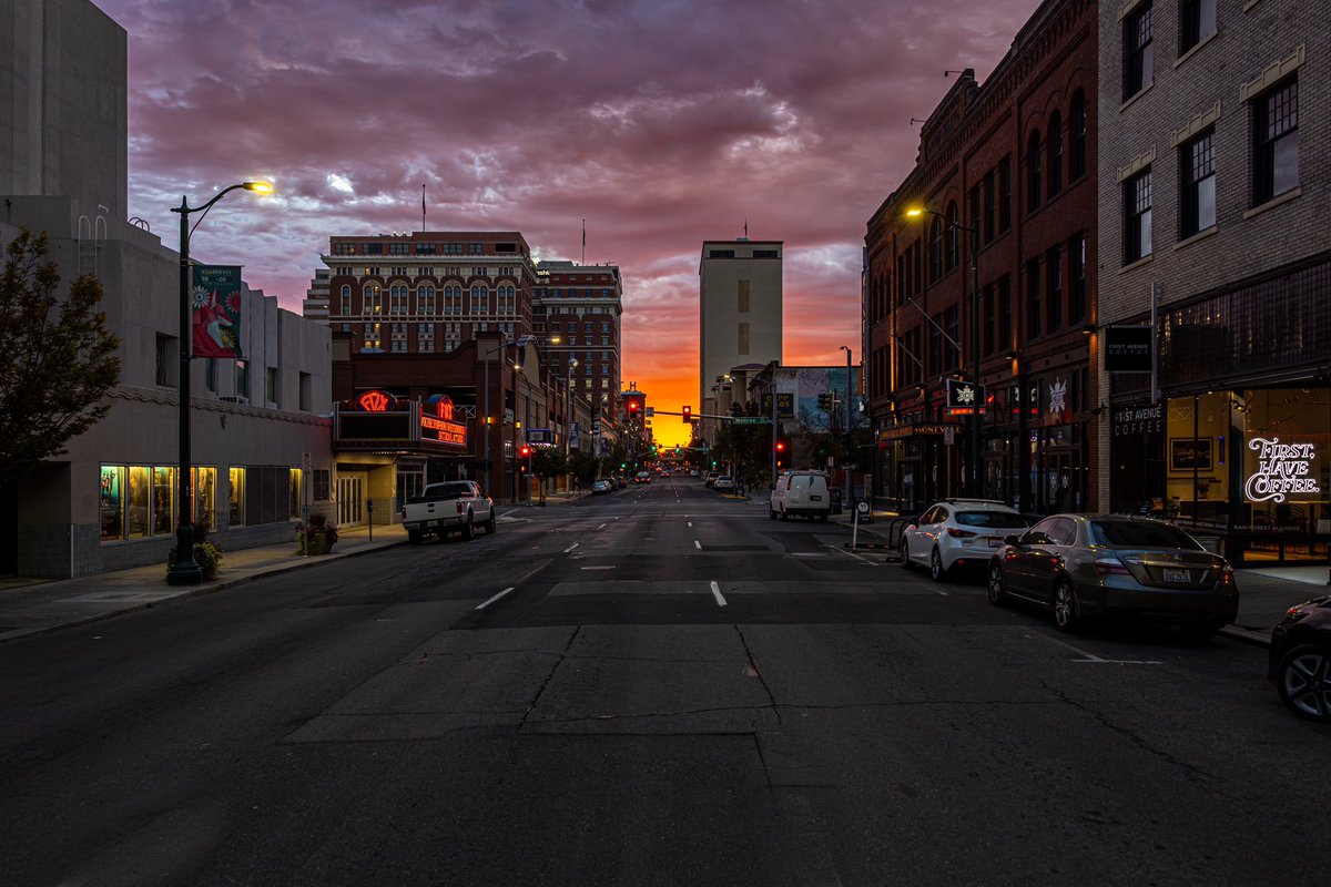 Did some quick tasks at <a href="/FirstAveCoffee/">First Avenue Coffee</a> and was surprised with this banger! Spokane’s cityscape combined with nature is epic!!

Show me your perspective of your city?

#cityscape #urban #metro #Spokane