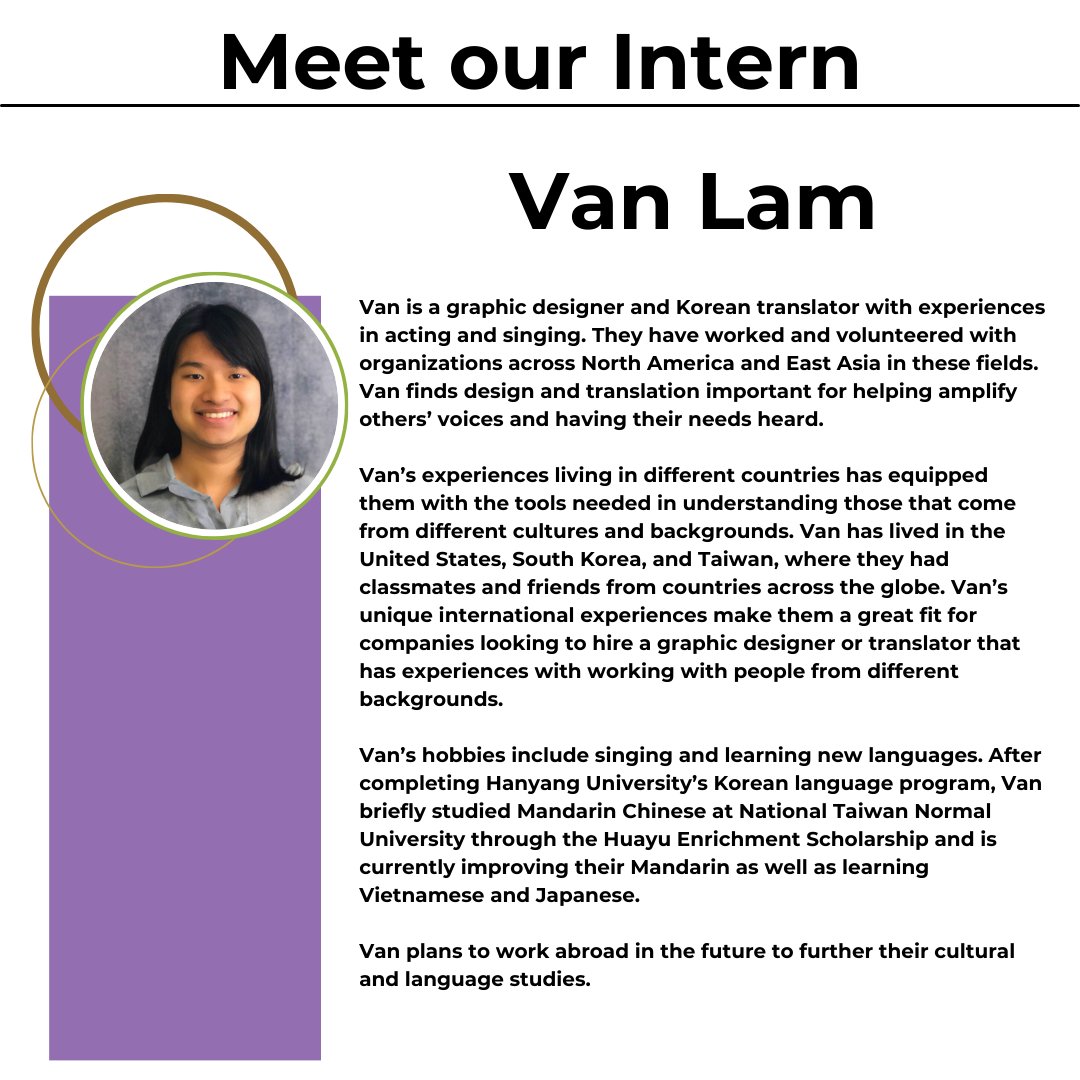 TLTLeaders's tweet photo. We are delighted to introduce our Fall 2024 TLT Leading Leaders Interns.
Please meet Van Lam our Graphic Design Intern.
For more information on our TLT Leading Leaders Intern Program please visit us at https://t.co/Tr8vJvmWzJ
#Career #Community #TLTLeaders #InternWeek https://t.co/JRFp9TJ5kt
