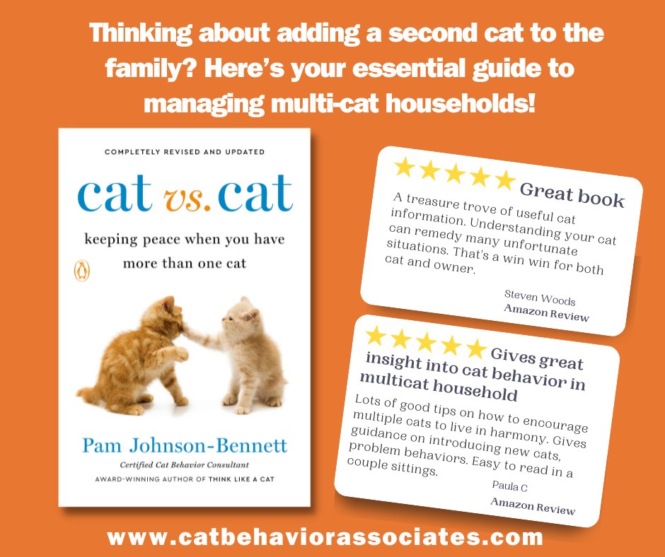 ThinkLikeaCat's tweet photo. Thinking about adding a second cat to the family? Or maybe you're trying to establish harmony in your multicat household?
https://t.co/r27HGBESa1
#catvscat #catbook #cats #catbehavior https://t.co/51LOSYsRx5