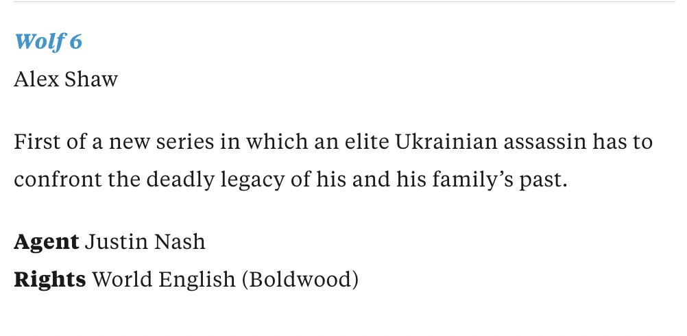 KNLitAgency's tweet photo. 📢 Deal news!
Six books by Alex Shaw @alexshawhetman to @BoldwoodBooks & the start of a new international thriller series debuting with WOLF SIX.
Acquiring editor: Vic Britton
Agent: @JustinNashLit https://t.co/0RHrsuAkuo