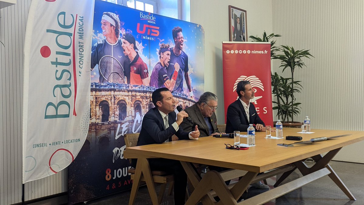 RajeRadio's tweet photo. Vincent Bastide, Jean-Paul Fournier et Patrick Mouratoglou annoncent que le tournoi aura lieu aux Arènes de Nîmes. https://t.co/a6kVOr9OxA