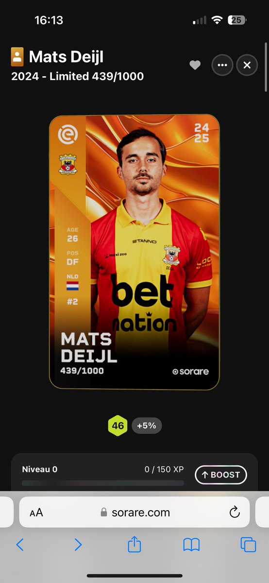 🎁 GIVEAWAY SORARE 🎁 

Je vous fais gagner la carte de Mats Deijl in season
Pour participer:

✅ Follow me 
✅ Retweet et like le post
✅ Écris ton pseudo Sorare en commentaire 

⏳TAS le jeudi 10/10⏳
🍀GL à tous🍀 #sorare #Giveaway #GiveawaySorare