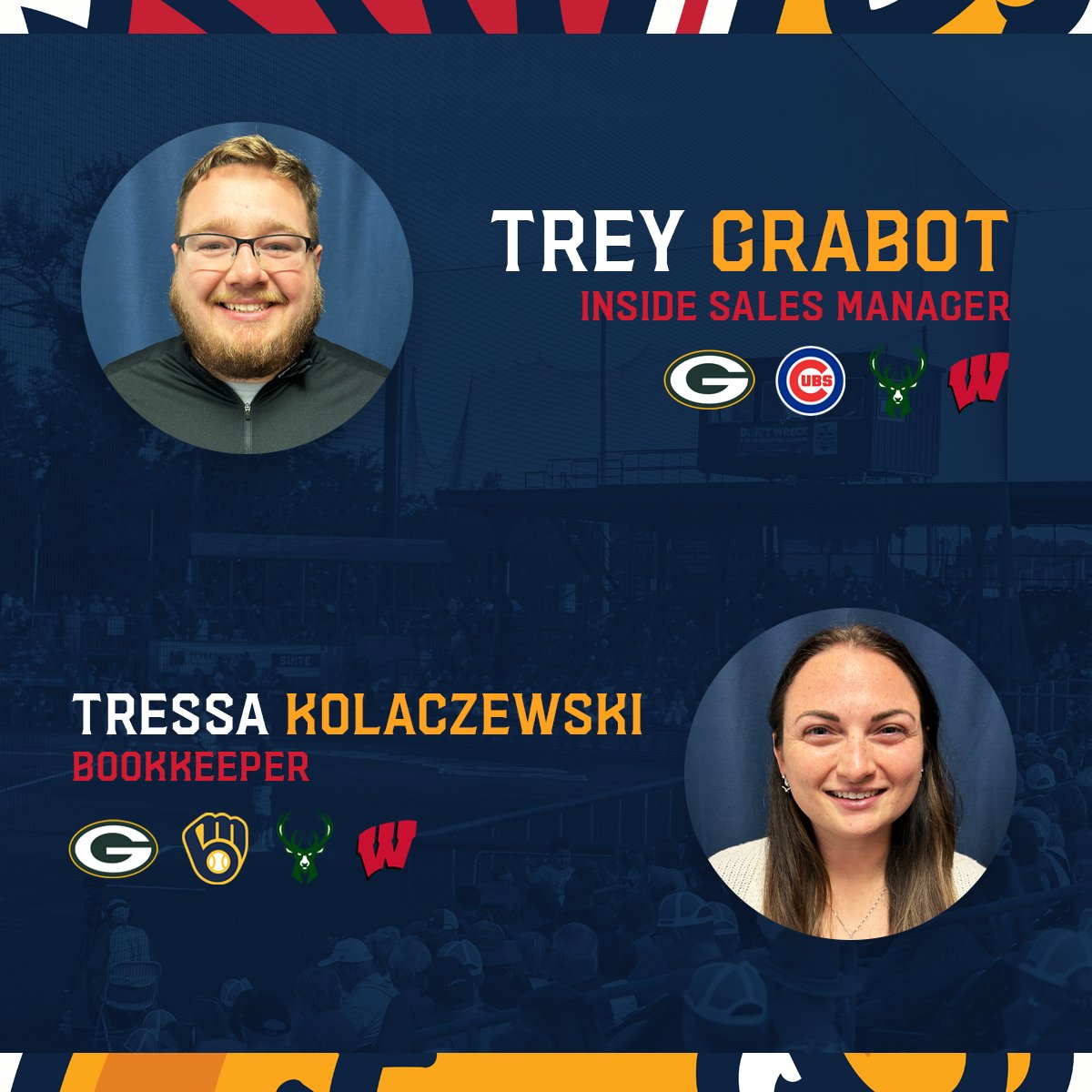 KenoshaKingfish's tweet photo. Excited to welcome two Kenosha natives to our staff! 🔥

PS: We included their favorite sports teams so you know who you align with - there's one rather minor discrepancy...😂 https://t.co/7aD75HRQ0u