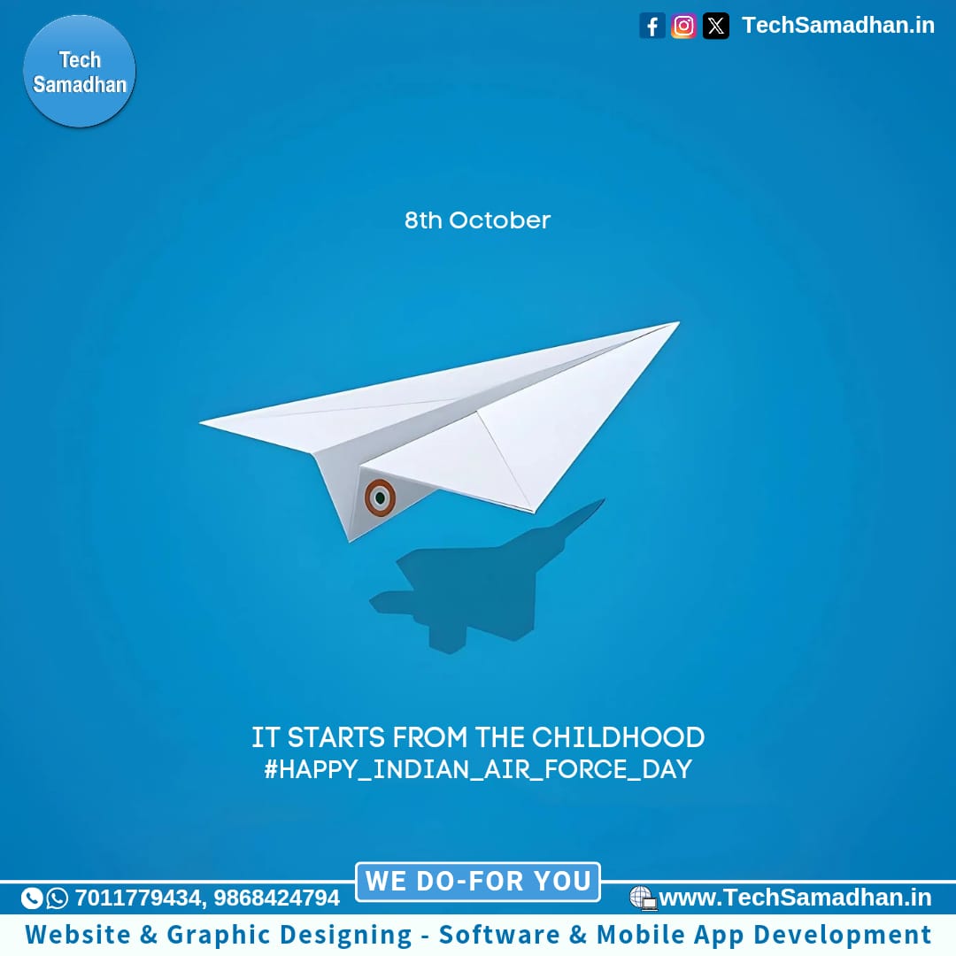 TechSamadhan's tweet photo. 🇮🇳|| नभ: स्पृशं दीप्तम् ||🇮🇳
#AirForceDay 🛩️ #AirForceDay2024✈
🌐 https://t.co/8rS1du1w5V
#वेबसाइटडिज़ाइन #वेबसाइटमेंटेनेंस #ग्राफ़िक_डिज़ाइन #लोगो_डिज़ाइन #पैकेजिंग_डिज़ाइन #वेबसाइट_डिज़ाइन #websiteDesign #GraphicDesign #LogoDesigns #PackagingDesign #startup #webdevelopment https://t.co/Xv02uu1Qhu