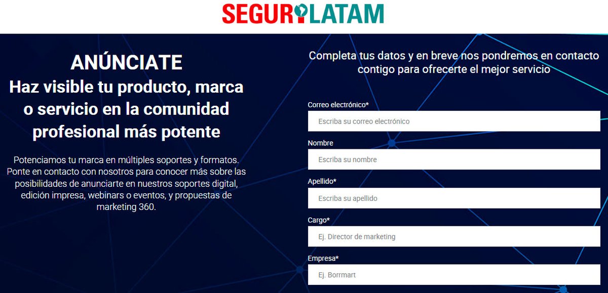 Anúnciate en <a href="/Segurilatam/">Segurilatam</a> 📢: ¡Destaca tu marca! Aprovecha nuestra plataforma para anunciarte y llegar a una audiencia especializada en la #Seguridad ⬇️⬇️⬇️
segurilatam.com/anunciate.html