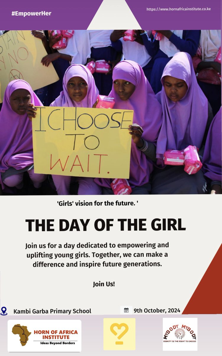 HornofAfrica_4's tweet photo. ‘Girls’ vision for the future is a world free from HTPs &amp; violence. As we are approaching the Day of the Girl Child, We aim at sharing knowledge &amp; celebrate girls strength through our Pamoja girls SRHR Handbook.

 #GirlsRights #EmpowerHer #PamojaGirls #SRHR, #ASALCounties https://t.co/qvLatYpziw