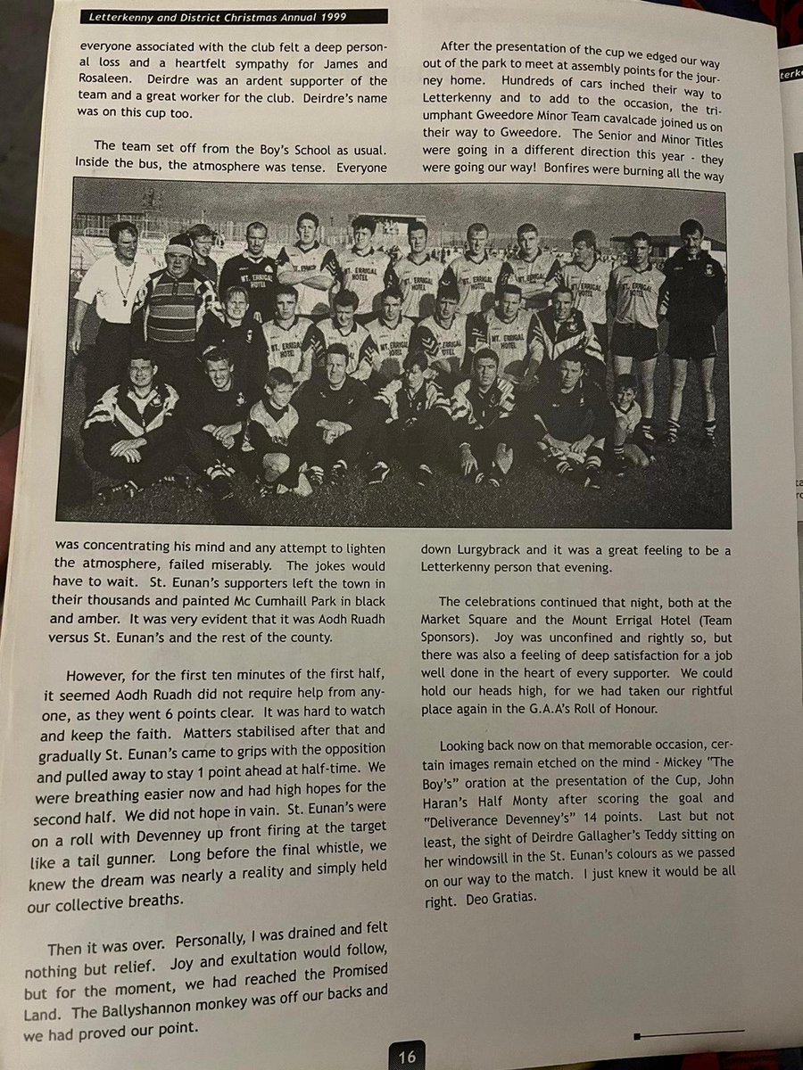 johnjazzharan's tweet photo. Looking forward to the 25 year anniversary celebrations @StEunansGAA Donegal SFC winners 1999 this weekend. The emotions of that great day captured by Anne Mc Geehin in the LK Xmas Annual. https://t.co/tSv5DsUjXj