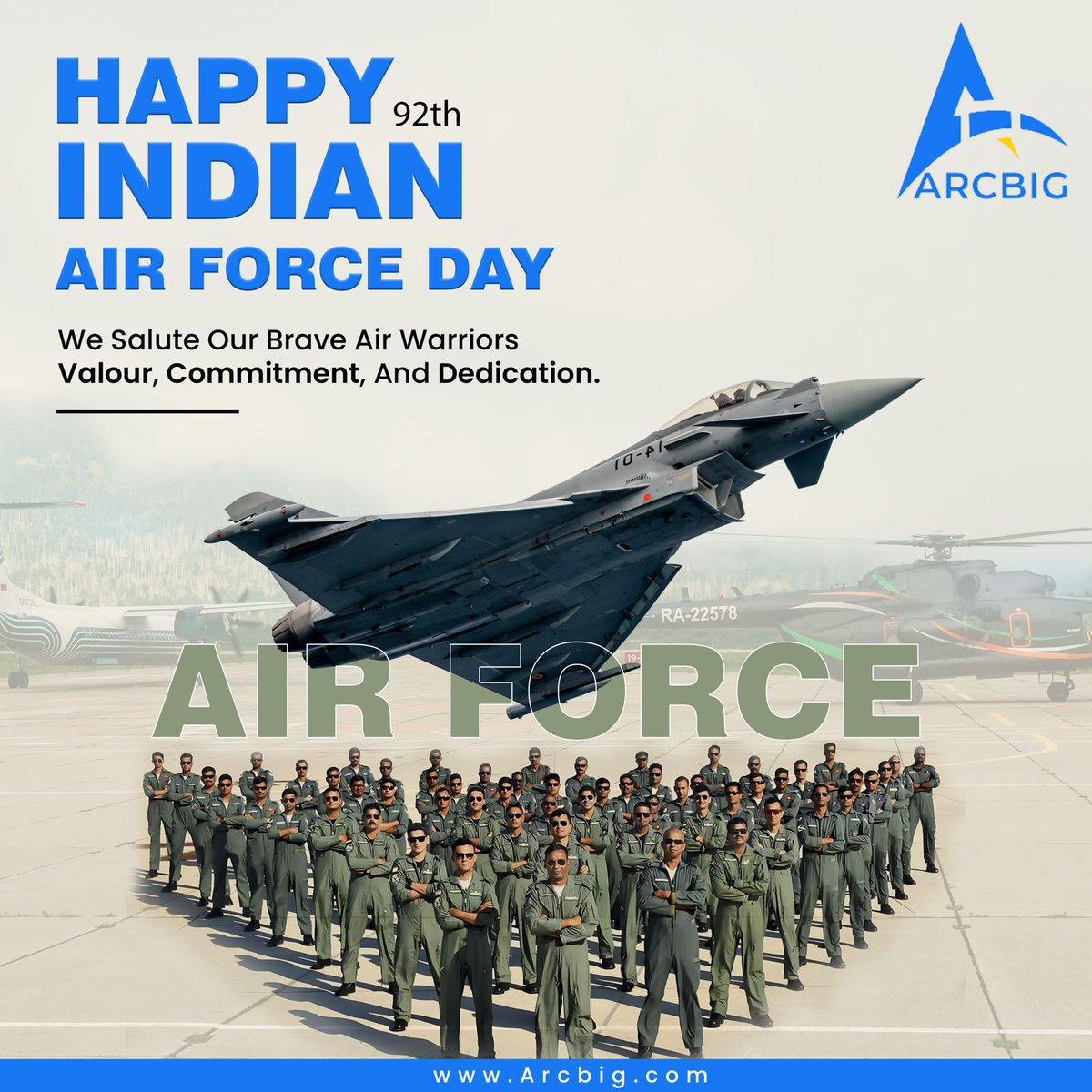 ArcbigSolutions's tweet image. On this Indian Air Force Day, Arcbig Solutions proudly salutes the brave Air Warriors who protect our skies with unparalleled courage and dedication.
 
#IndianAirForceDay #ArcbigSolutions #SaluteToHeroes #WingsOfGlory #PrideOfIndia