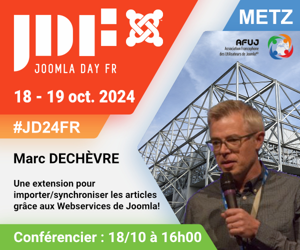 joomlafrance's tweet photo. "Ne manquez pas le JoomlaDAy de @Metz Techno'pôles où nous aurons l'honneur d'accueillir Marc Dechèvre en visioconférence ! Soyez prêts à découvrir une extension qui vous permettra d'importer et synchroniser facilement vos articles Joomla! #jd24fr #joomla #joomladay #cescom https://t.co/k6qorlsU7r
