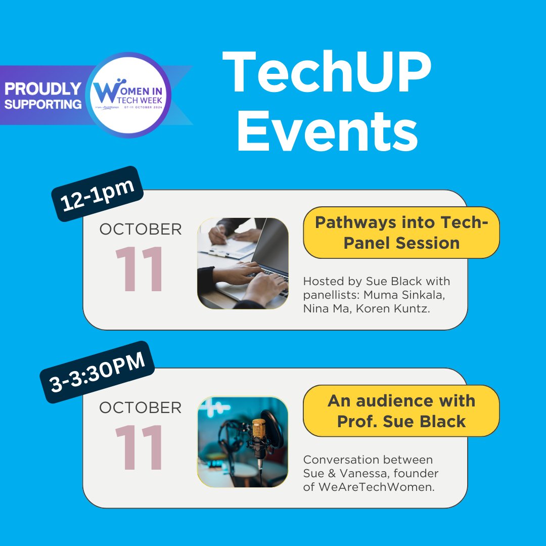 TechUPWomen's tweet photo. Have you checked out #WomenInTechWeek events yet? You don't want to miss this! ๐
Check out the full events calendar to sign up for events including TechUP's:
https://t.co/ezAdZXacg2
@WeAreTechWomen
#WomenInTech #TechCareers #TechUP5 #WomenInStem https://t.co/vWAzJnATpO