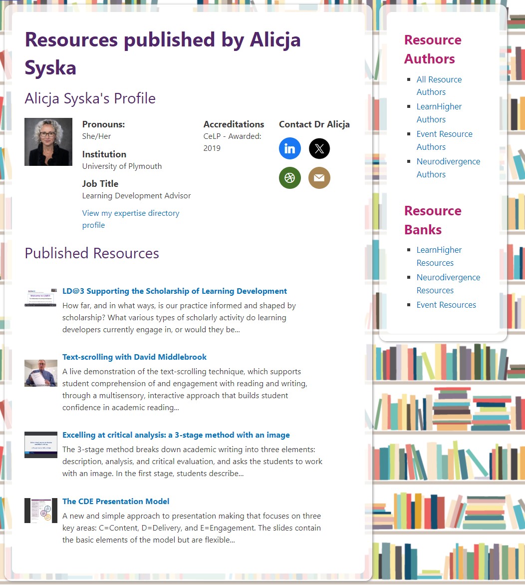 ALDinHE community members who facilitate a webinar, submit a LearnHigher resource or are a CoP member have a web presence on the #ALDinHE website, with their own profile page which can be useful evidence for professional recognition &amp; job applications, CV / Staff profiles #LoveLD