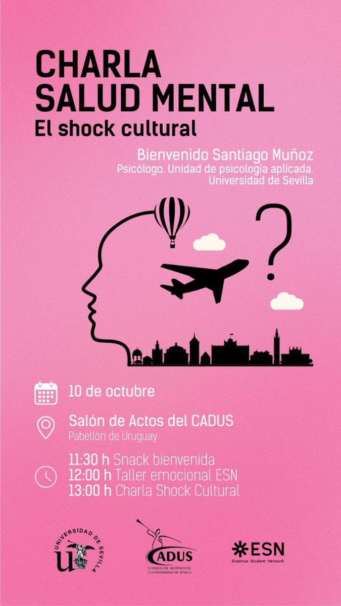 Hola hola! 👋🫂

Este jueves en el Pabellón de Uruguay tenemos esta charla con motivo del día de la Salud Mental. Recordaros que ésta es tan importante como cualquier otra. ¿Nos vemos allí? 🤭