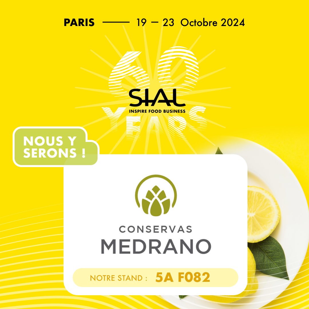 Nous serons présents au SIAL Paris 2024! Venez nous visiter!!

We will exhibit at SIAL Paris 2024! Come and visit us!

¡Estaremos en SIAL París 2024! ¡Ven a visitarnos!