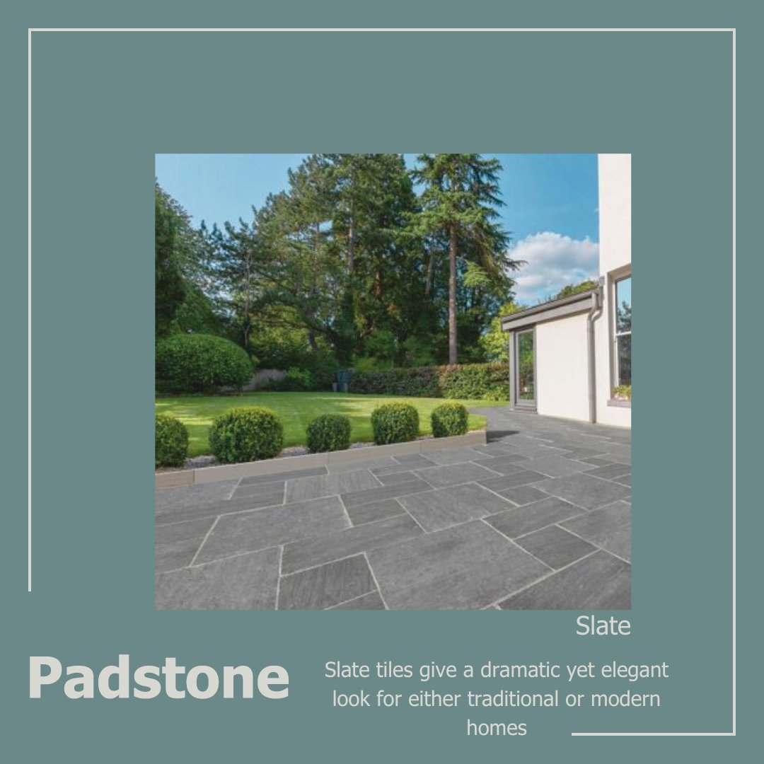 Slate is a great choice for outdoor spaces such as patios, paths and driveways.  Slate is strong and long-lasting &amp; a great choice for busy foot-traffic areas. Pop into our showroom to get ideas for your next outdoor project.
#slate #naturalstone #stonetiles #tile #gardendesign