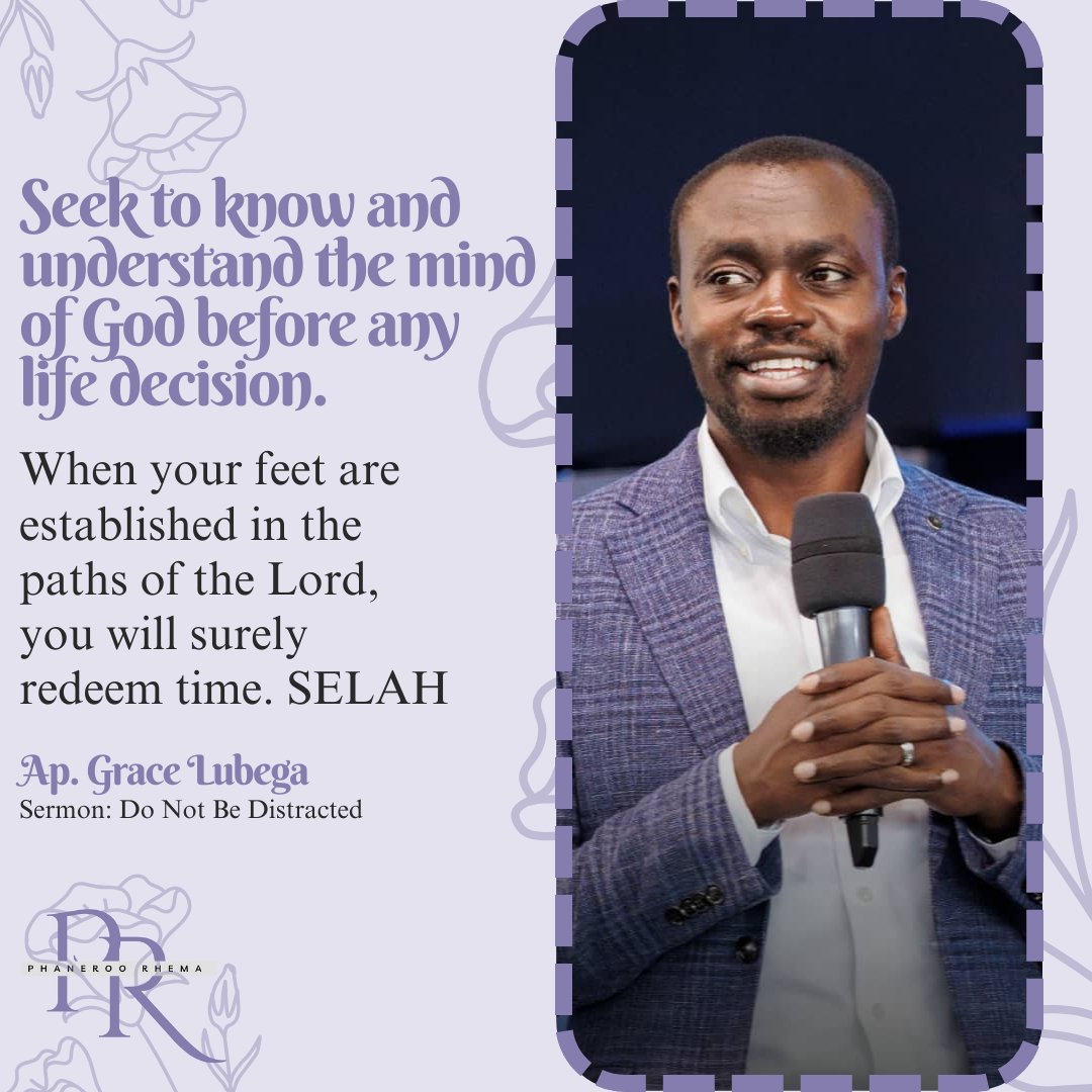 preciousrhema_'s tweet photo. Seek to know and understand the mind of God before any life decision. 

When your feet are established in the paths of the Lord, you will surely redeem time. SELAH

Ap. Grace Lubega
#PhanerooRhema
#GIC2024
#PhanerooSundayService https://t.co/CDL46V9PCN