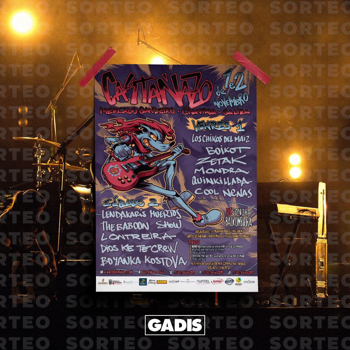 gadis's tweet photo. 🎶 SORTEO 🎶 Consigue unha entrada dobre para @OCastanhazo! Participa no noso sorteo!

1️⃣ Sigue a @gadis 🙌.
2️⃣ Fai RT a este chío 🔄.
📆 Participa ata o 14 de outubro.

Bases legais: https://t.co/XqSMXxk7ol https://t.co/NbLWnkKc0a