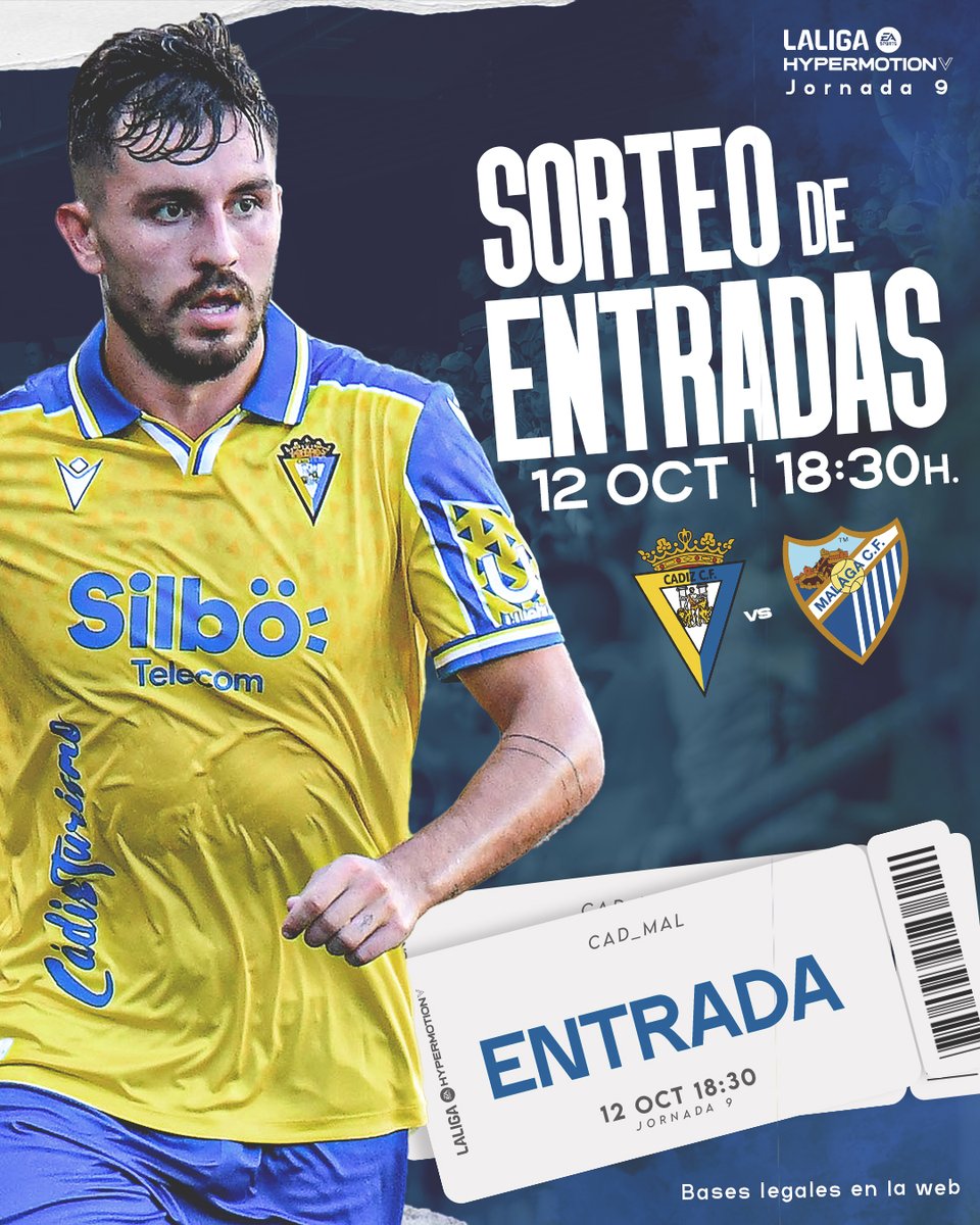 💛💙 ¡ATENCIÓN SORTEO! 

¿Quieres venir gratis al #CádizMálaga junto a un acompañante? 

¡Sorteamos dos entradas! 

Participa en el sorteo:
* Sigue nuestra cuenta
* Da Me gusta y RT a esta publicación.
* Menciona a la persona con la que vendrías al partido.