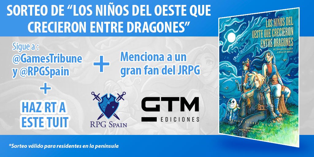 ✨SORTEO✨

¿Te apasiona el JRPG?

¡Sorteamos un libro que se lee y se juega: Los niños del Oeste que crecieron entre dragones!

1️⃣Haz RT
2️⃣Sigue a <a href="/GamesTribune/">GTM</a> &amp; <a href="/RpgSpain/">RPG Spain</a> 
3️⃣¡Menciona a un gran fan del JRPG!

🗓️Fin 15/10/2024 - Válido para Península