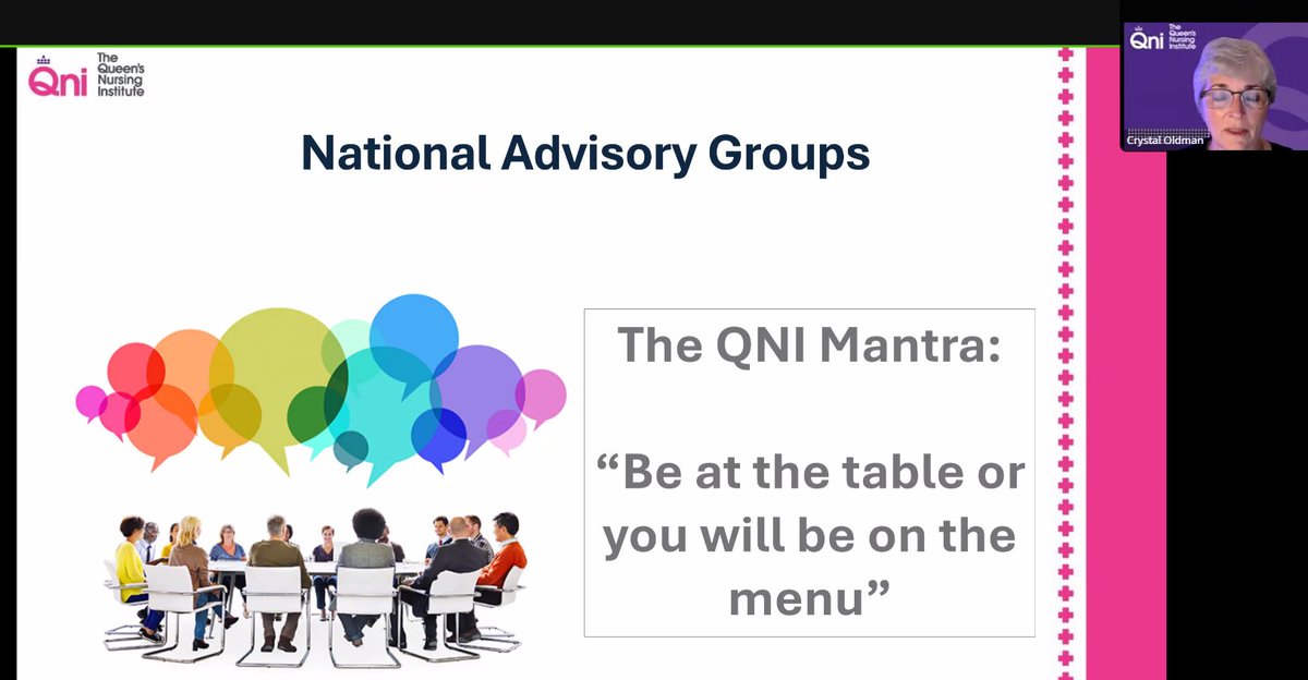 "Be at the table or you will be on the menu" - Dr Crystal Oldman highlights the importance of being at the table - highlight your role and its importance. Have a voice. #QNI2024 <a href="/CrystalOldman/">Dr Crystal Oldman CBE EdD RN RHV QN FRCN</a> #communitynursing