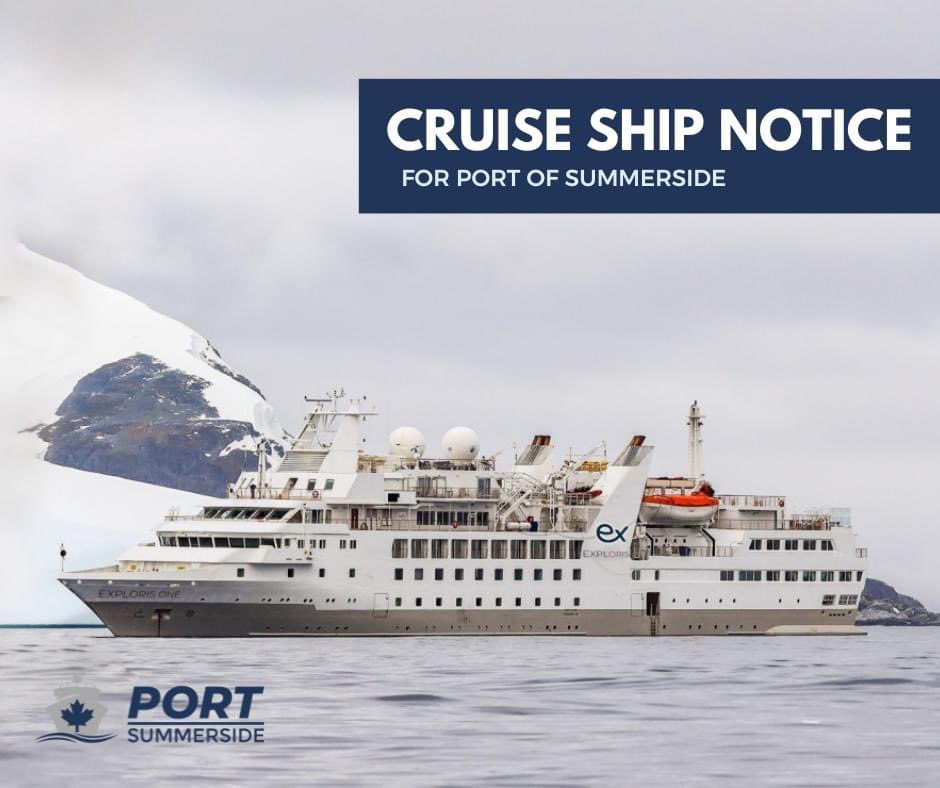 🛳️ The Exploris One Cruise Ship is expected at Port today around 1pm with an estimated 100 passengers. 

#Summerside