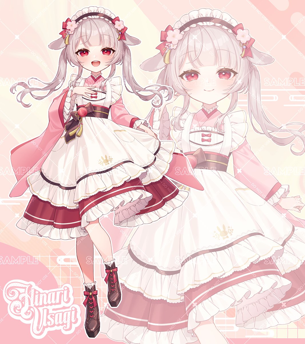 「雛梨うさぎさんの1周年記念ビジュアル担当させていただきましたムチャカワグッズも注」|ごし🍫のイラスト