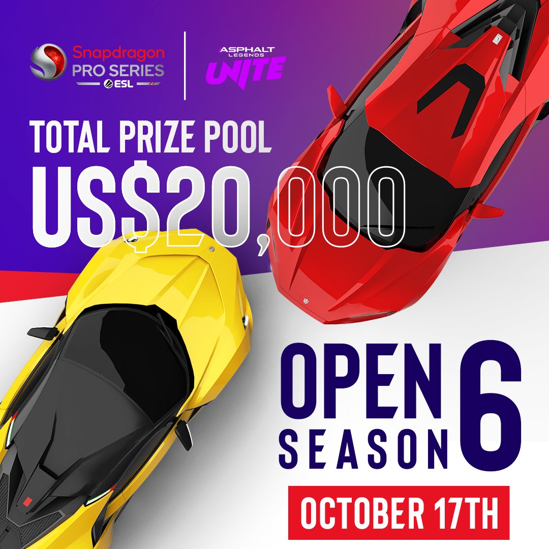 ESLAsphalt's tweet photo. BACK TO BASICS. This is the @Snapdragon Mobile Open Season 6!

📍 EUR&amp;MENA, APJ, NA and LATAM regions
💵 $20,000 total prize pool
📱 Regional online competitions

📆 TLE starts October 17th

#SnapdragonProSeries #ALUEsports https://t.co/EZypcyrjPz