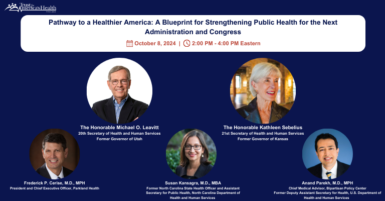 TODAY! At 2PM ET. TFAH hosts a panel of #publichealth experts discussing the Pathway to a Healthier America: Blueprint for the Next Administration and Congress. Live streamed here: bit.ly/3Y9UYW8