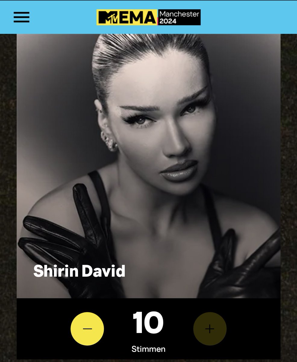 shirininfos_'s tweet image. Shirin David is nominated for „Best German Act“ at the 2024 MTV EMA‘s.

Vote Now: mtvema.com/de-de/wahl/bes…