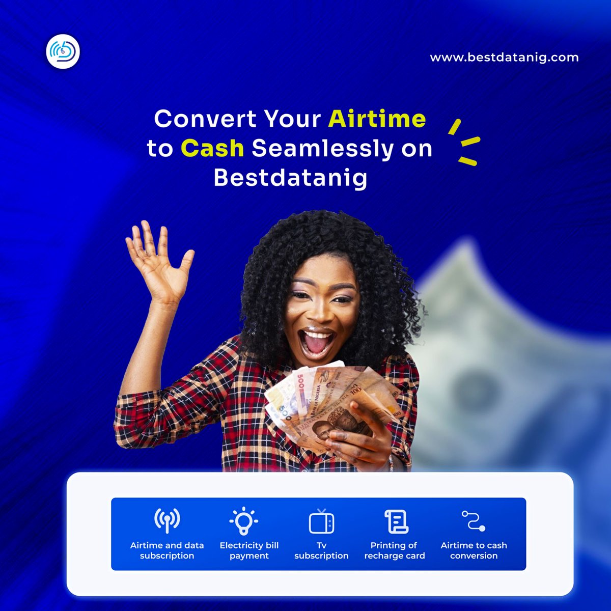 BestDataNG1's tweet image. Convert your airtime to cash TODAY! Visit BestDataNG &amp;amp; get instant cash! bestdatanig.com 
#ConvertNow
#airtimetocash