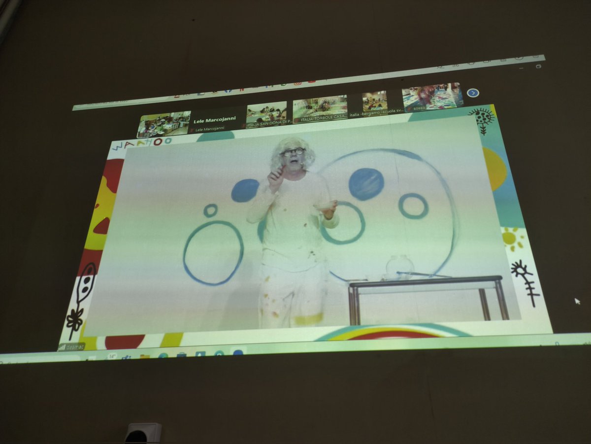 stoooono's tweet photo. Participation d'une classe maternelle de St Florent / Cher à l'atelier WaaHoo d'Hervé Tullet et @Bayard_Jeunesse . Des consignes par gestes et onomatopées en visio pour près de 400 classes dans le monde 🤩 https://t.co/gLQnqokDmo