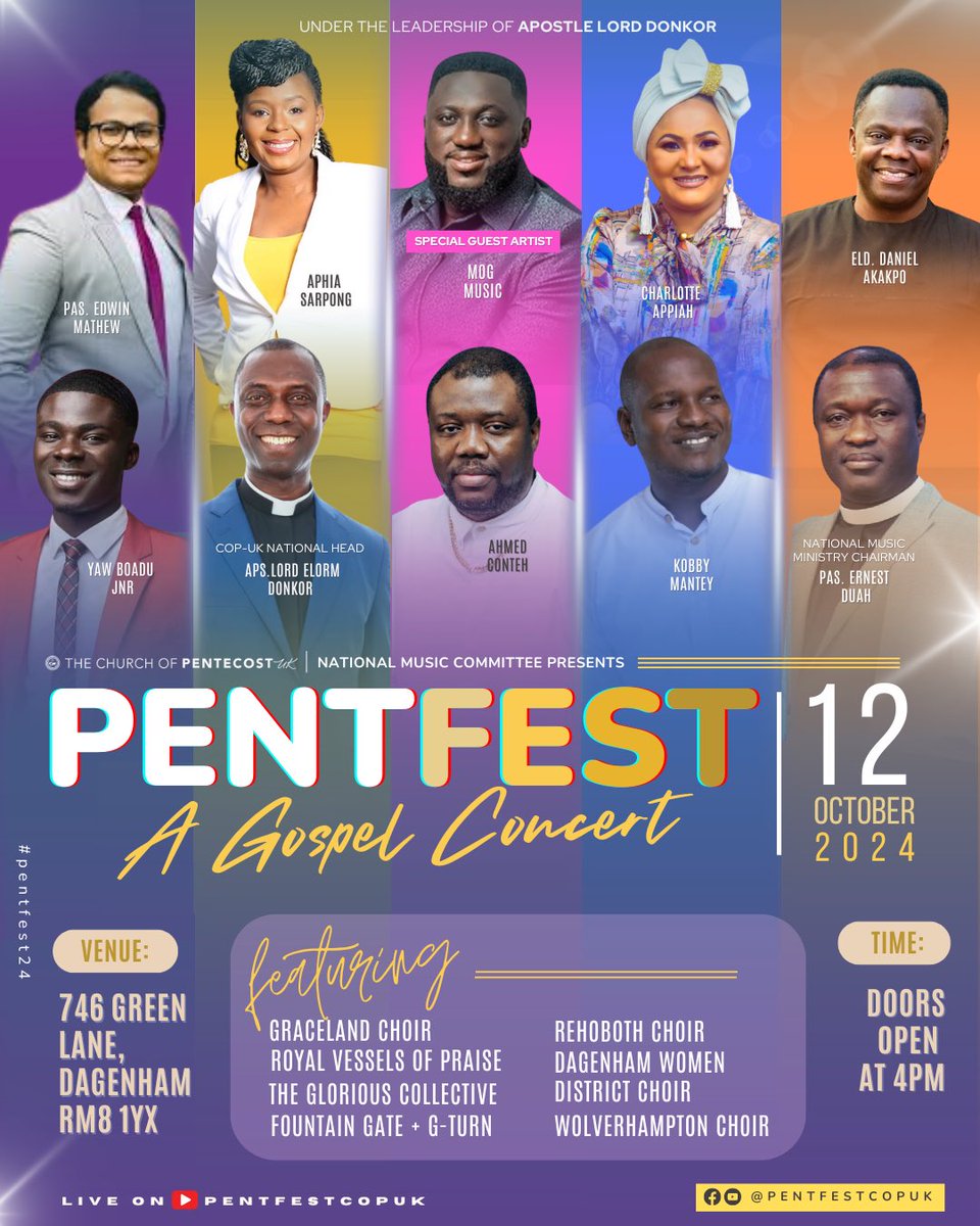 Ayyyeee💃🏽

We don’t mean to brag but we are going to brag TAHDAY!!! With only 4 days to go we cannot wait to meet you in the room that is bound to be Holy Spirit filled!🙌🏾🎤
-
Pentfest ‘24
Saturday 12th October 2024
746 Green Lane
Dagenham
RM8 1YX

Doors open @ 4pm
#pentfest24