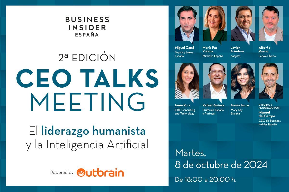 🗓️ ¡Recuerda que hoy a las 18:00 tenemos nuestro encuentro CEO Talks Meeting! 

🗣️ Reunimos a 8 responsables de grandes empresas para hablar de liderazgo y los retos presentes y futuros a los que se enfrentan

Apúntate aquí 👉 buff.ly/4gTSK4p

🔵 Impulsado por <a href="/OutbrainES/">OutbrainES</a>
