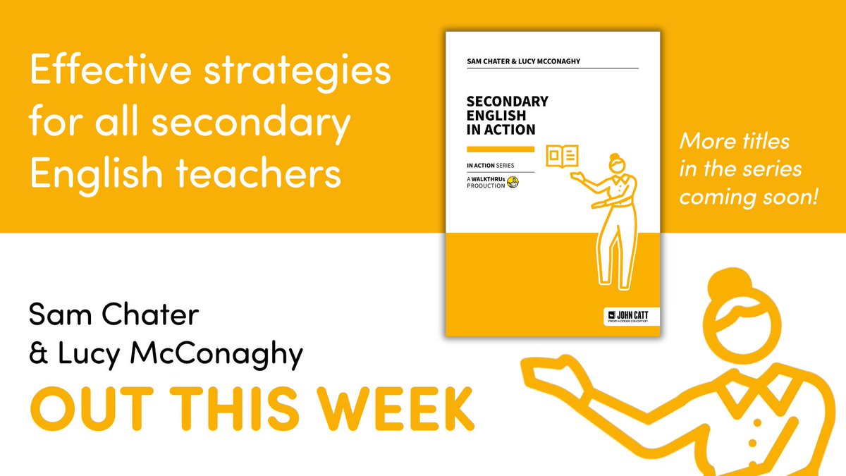 The next book in our new 'Subjects in Action' series is out this week! This essential guide from <a href="/SamChater4/">Sam Chater</a> &amp; <a href="/lucymcconaghy/">LucyMcConaghy</a> offers clear, effective strategies to support all secondary English teachers. Pre-order yours today ow.ly/Vk2W50TEg3s

#TeamEnglish #EnglishInAction
