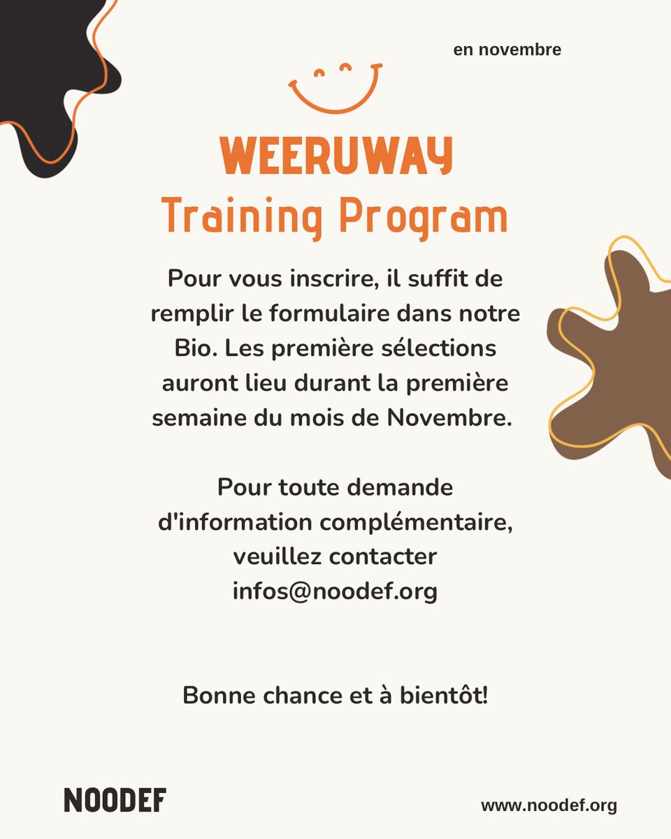 Appel à tous les jeunes Sénégalais ! Devenez un champion de la santé mentale avec Noodef ! Inscrivez-vous au Programme Weeruway. Remplissez le formulaire ici👉🏾 : forms.gle/7gjhSVU8Q2mvGU…