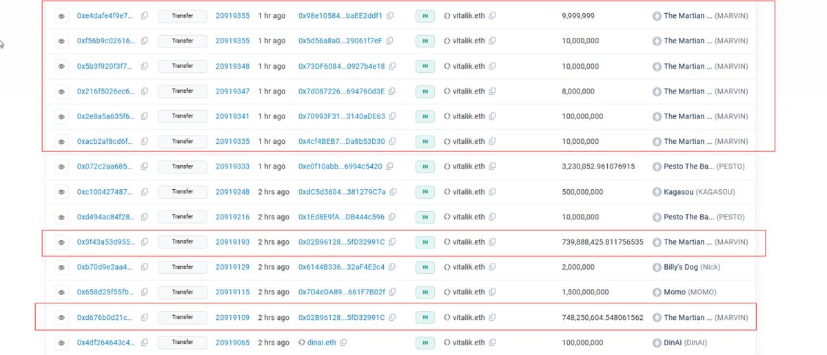 $MARVIN 社区捐款给V神做慈善

目前总共103亿枚 $MARVIN

有一位共识者直接买了1万U的$MARVIN 捐了！ 真牛逼！！！ 

<a href="/ElonLoveMarvin/">Marvin CTO</a> 
0x70c29e99ca32592c0e88bb571b87444bb0e08e33