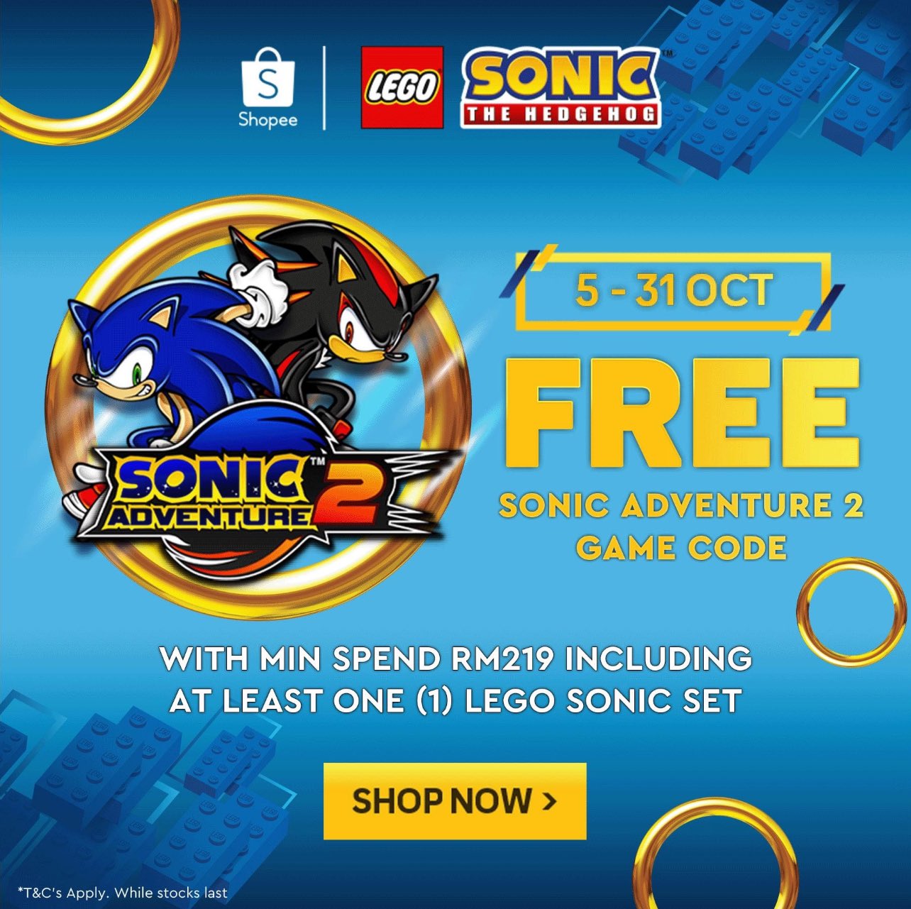 SonicSEAnews on X LEGO promotion By purchasing a minimum of 59SGD RM219 with at least one Sonic set from the official LEGO Shopee stores of both countries you can earn