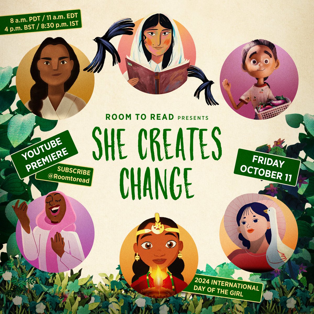 RoomtoRead_BD's tweet photo. Exciting news: #SheCreatesChange is coming to YouTube! Join us on #InternationalDayoftheGirl as we celebrate #genderequality with the true stories of six remarkable girls creating change around the world. Don't miss it. Subscribe to our channel NOW:
https://t.co/fPU6oCuTZM https://t.co/Kvj7dE3AOF