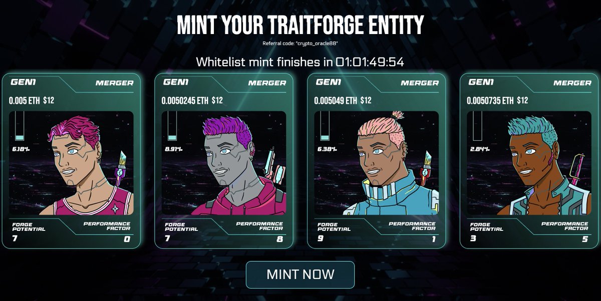 Welcome to The Revival Of NFT's!
Introducing <a href="/TraitForge/">TraitForge</a>

— Created by <a href="/jpthor/">JP</a>
"The Father of $RUNE, $UNI, and Maximum CHAOS"

Mint your ticket to a potential 24,000 ETH ($60 million) honey pot!

Warning: Do not read this thread if you can't handle FOMO...